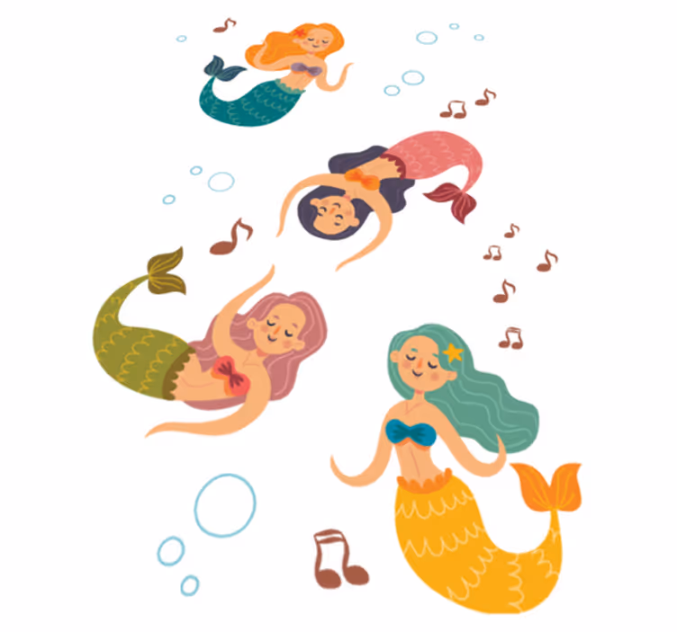 Tapete vinílico casa de banho sereias dançantes - TenStickers