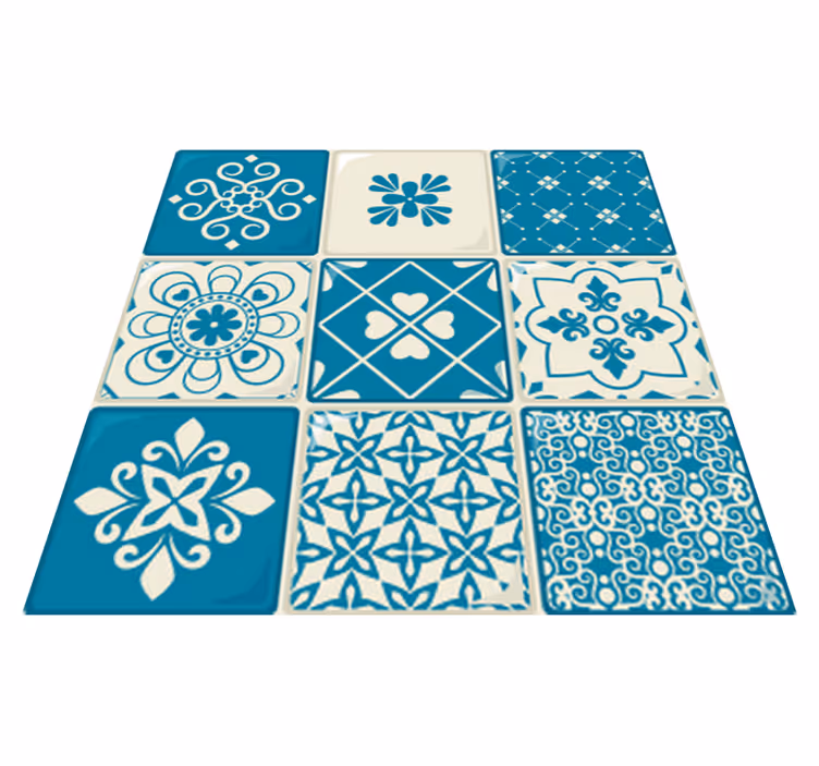 Tapete vinílico casa de banho padrão cinza e azul - TenStickers