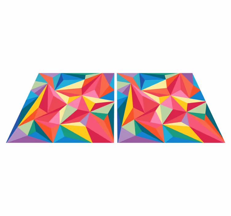 Tapete vinílico casa de banho imagem geométrica colorida - TenStickers