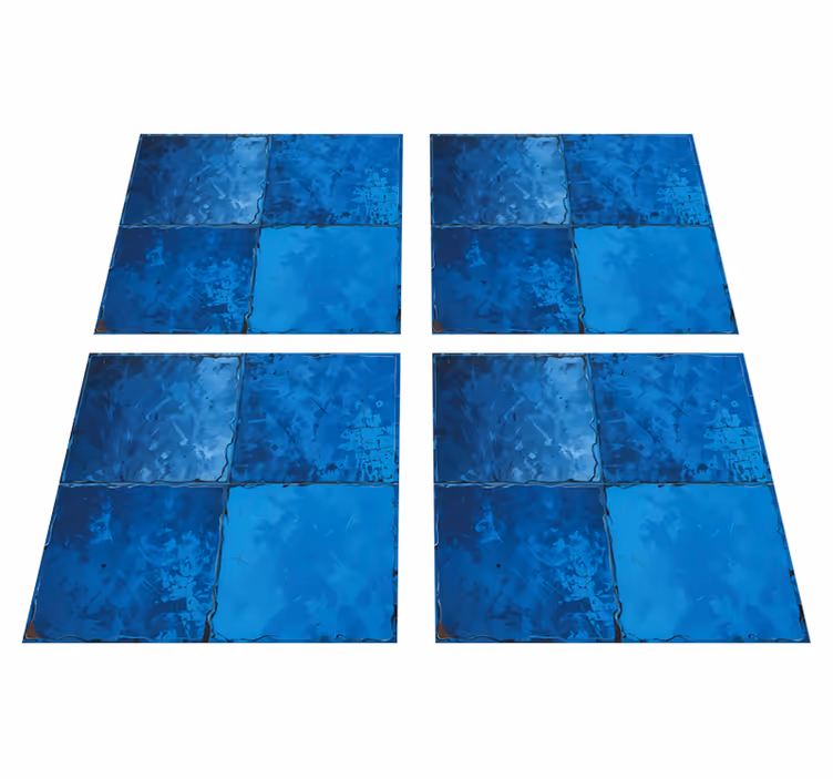 Tapete vinílico casa de banho padrão quadrado azul marinho - TenStickers