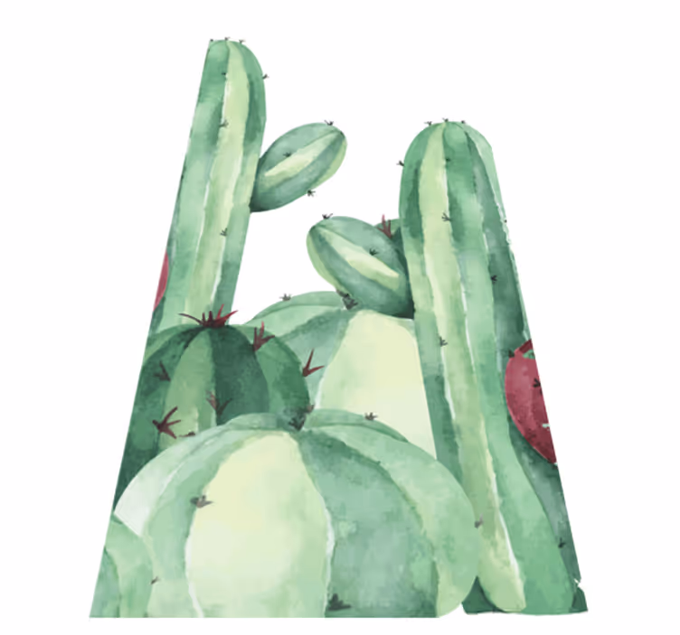 Tapete vinílico casa de banho plantas cactos - TenStickers