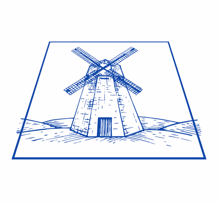 Tapete vinílico cozinha moinho azul de delft - TenStickers