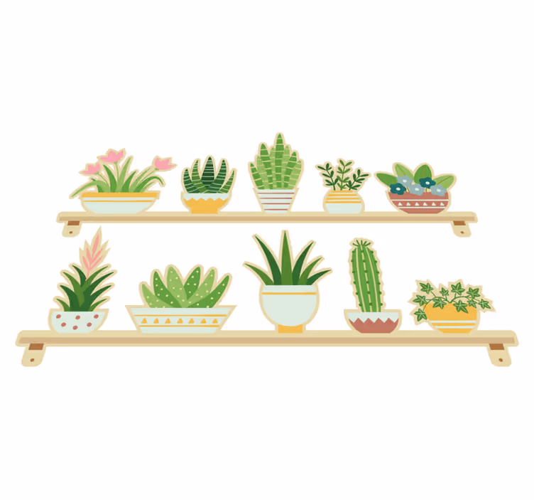 Tapete vinílico cozinha suporte para plantas cactos - TenStickers