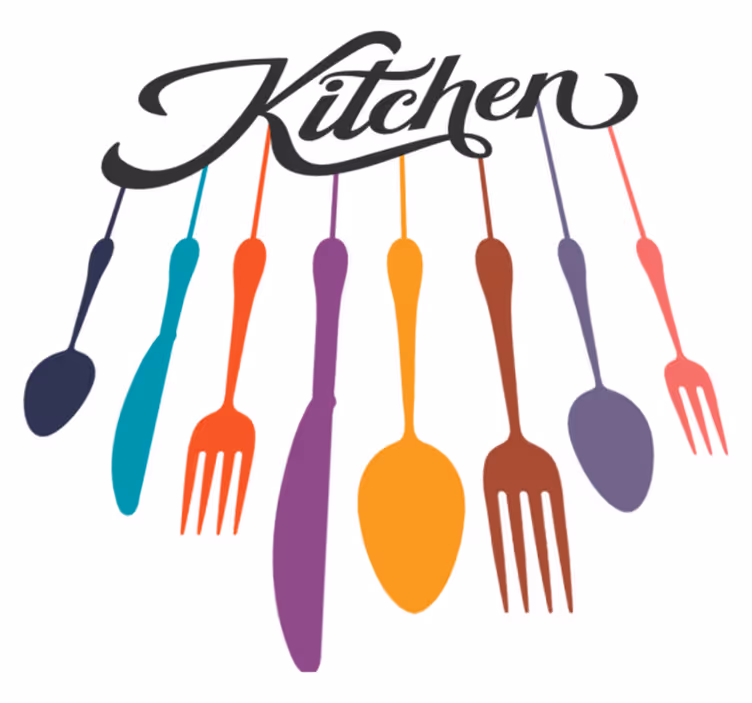 Tapete vinílico cozinha garfos e colheres - TenStickers