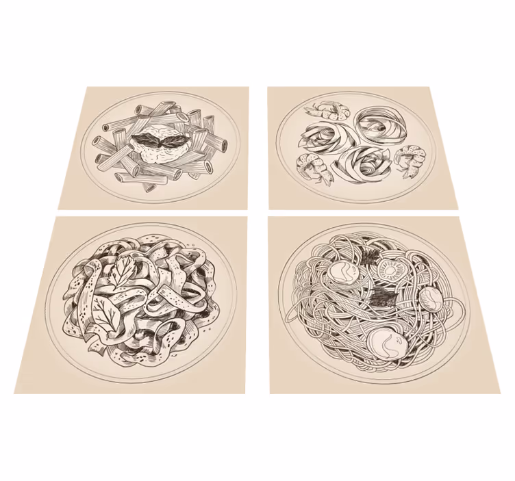 Tapete vinílico cozinha com pratos ornamentais - TenStickers