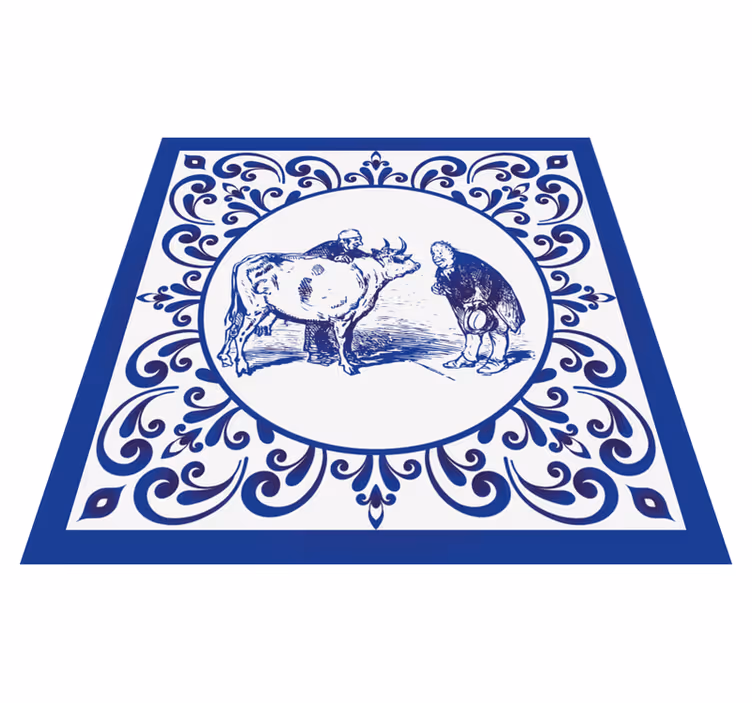 Tapete vinílico cozinha homem e vaca - TenStickers