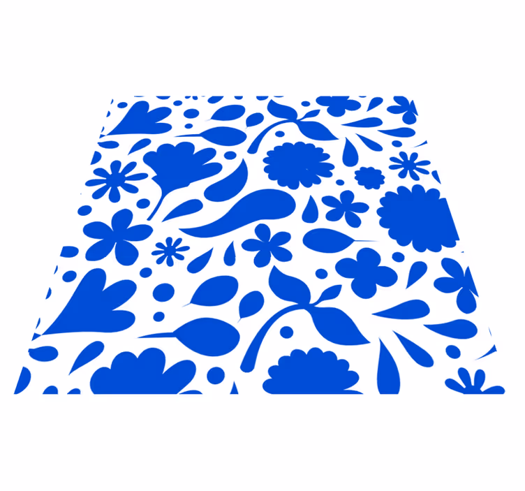 Tapete vinílico cozinha flores diversas em azul delft - TenStickers