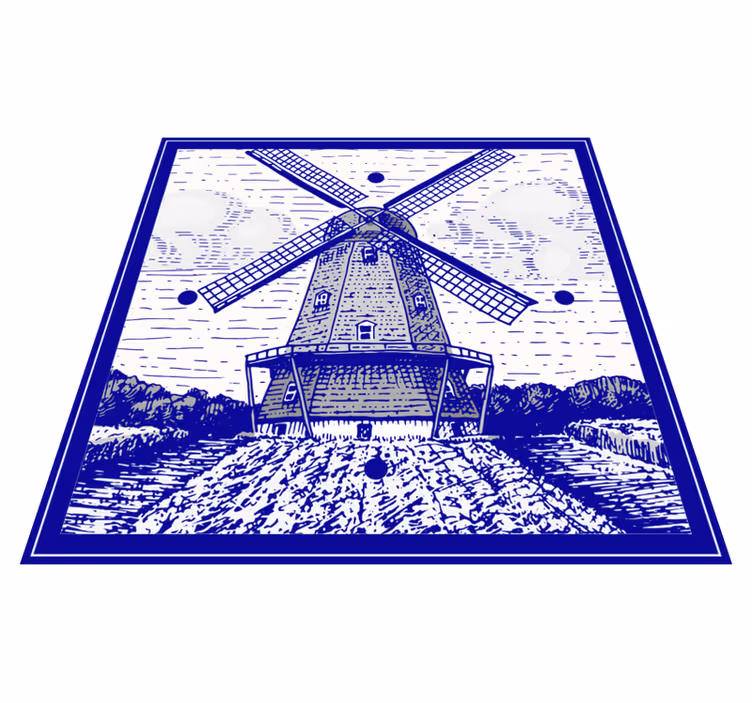 Tapete vinílico cozinha azul de delft - TenStickers