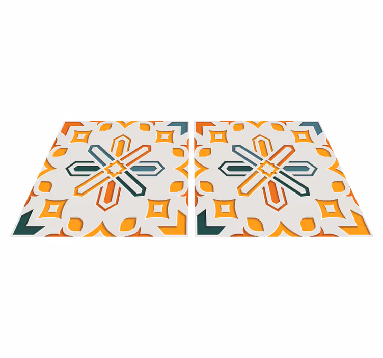 Tapete vinílico cozinha azulejos de cimento encaustico - TenStickers