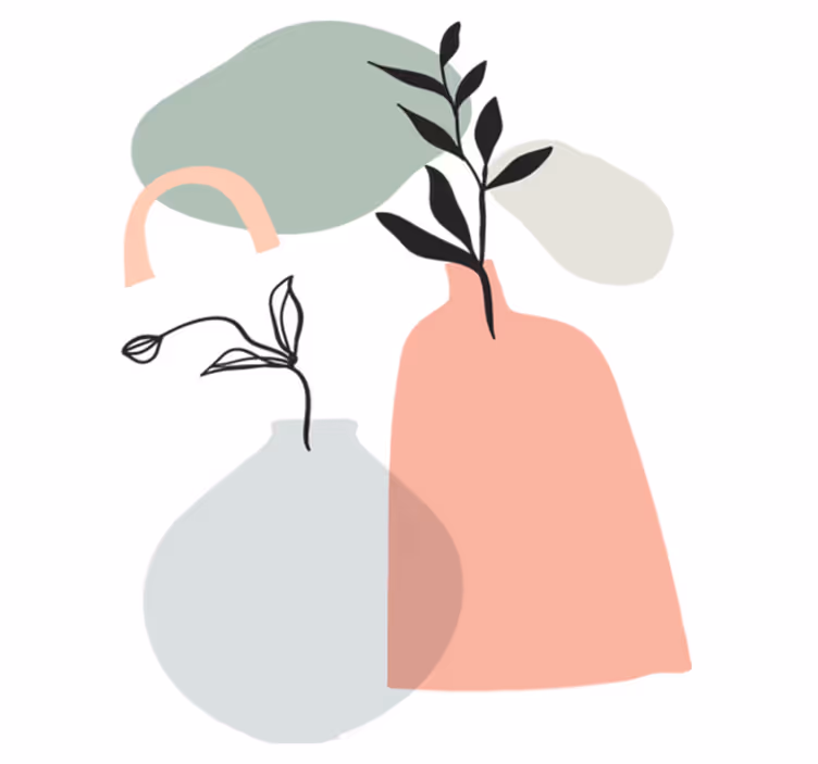 Tapete vinílico cozinha folhas coloridas minimalistas - TenStickers