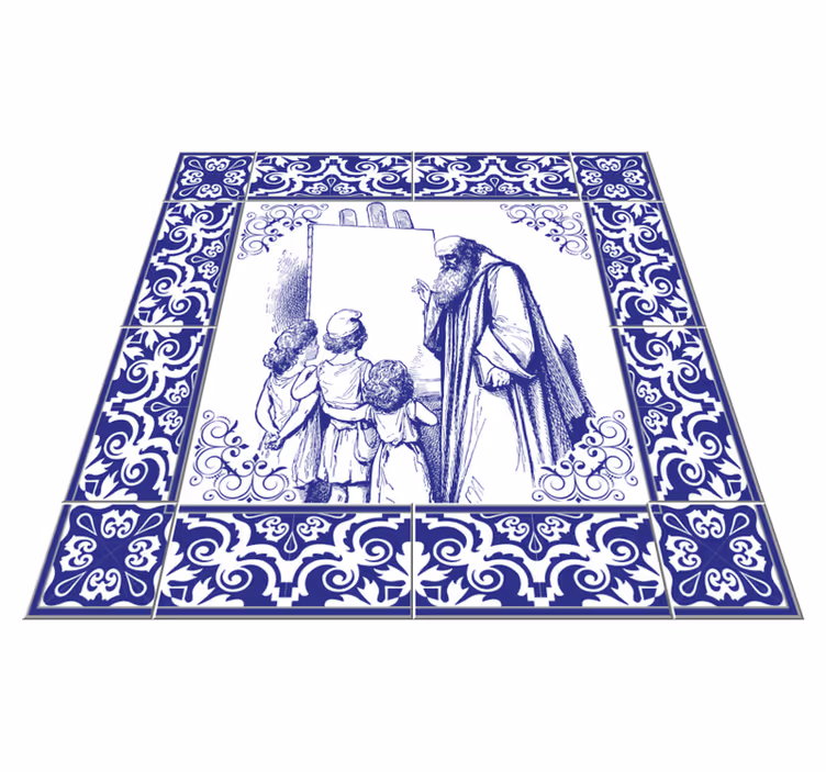 Tapete vinílico cozinha professor de delft azul - TenStickers