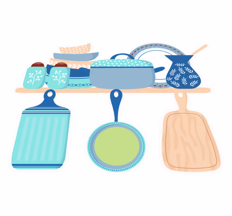 Tapete vinílico cozinha utensílios de cerâmica - TenStickers