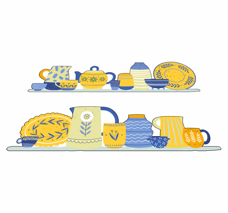Tapete vinílico cozinha prateleira elegante vintage - TenStickers