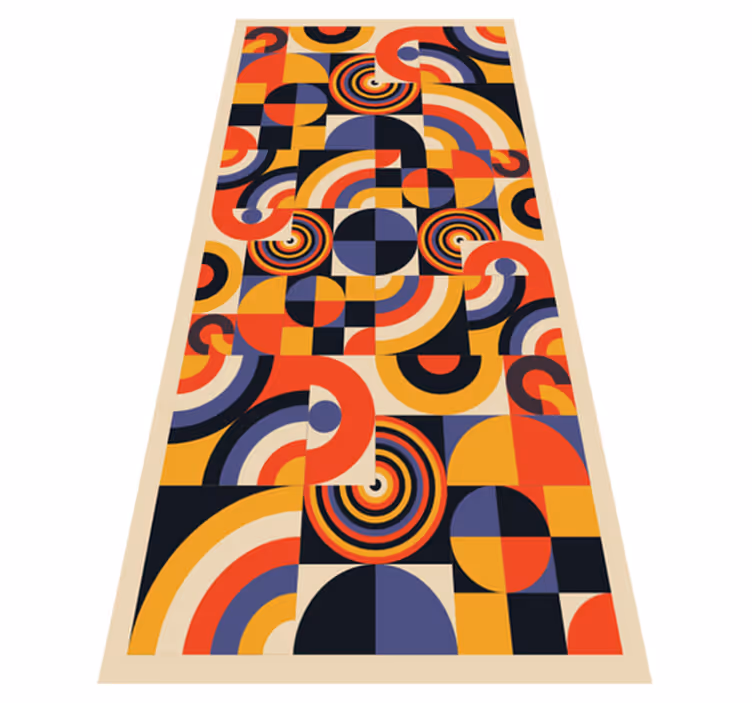 Tapete vinílico cozinha círculos bauhaus coloridos - TenStickers