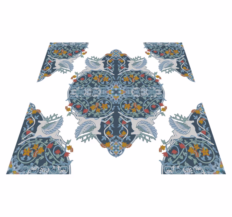 Tapete vinílico cozinha azulejo floral vintage - TenStickers
