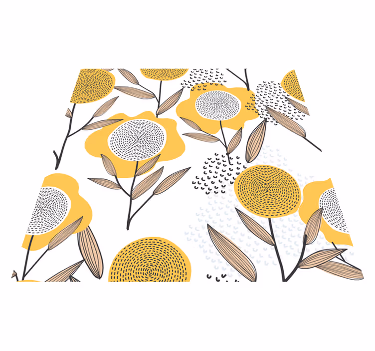 Tapete vinílico cozinha padrão floral amarelo abstrato - TenStickers