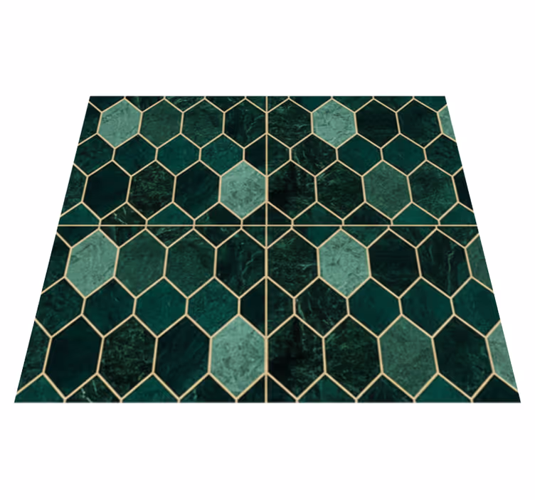 Tapete vinílico cozinha escama verde contorno dourado - TenStickers