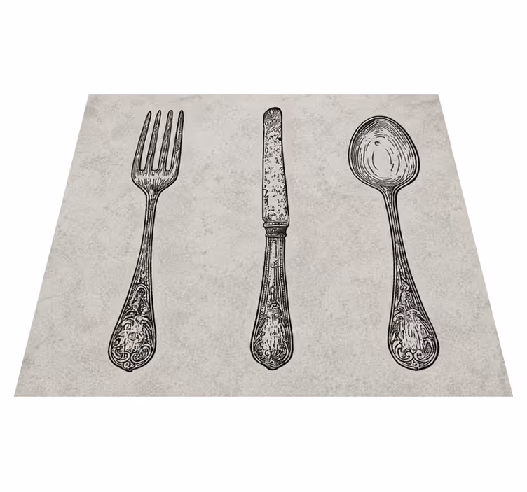 Tapete vinílico cozinha talheres cinza - TenStickers