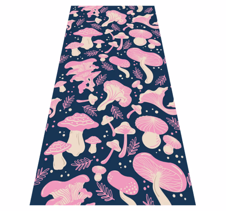 Tapete vinílico cozinha padrão de cogumelos rosa - TenStickers