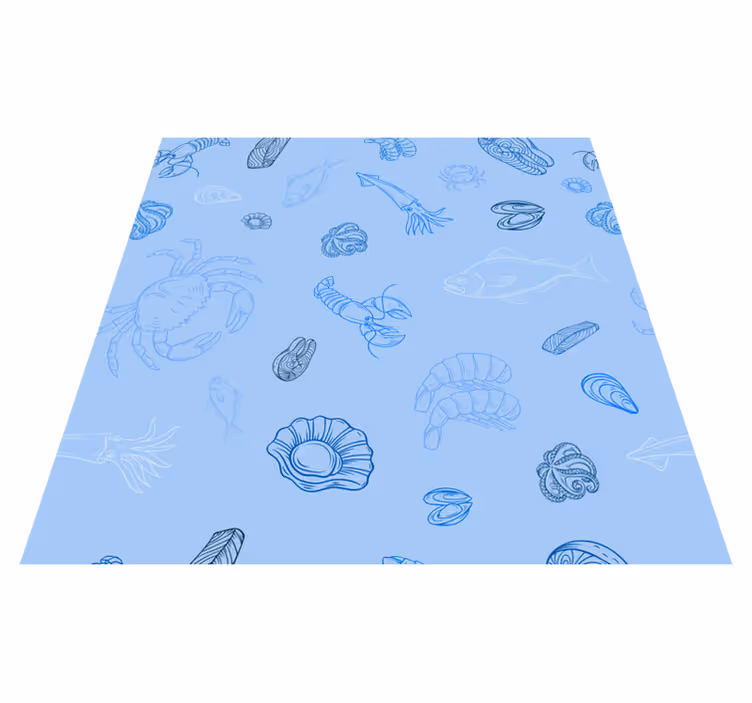 Tapete vinílico cozinha padrão frutos do mar - TenStickers