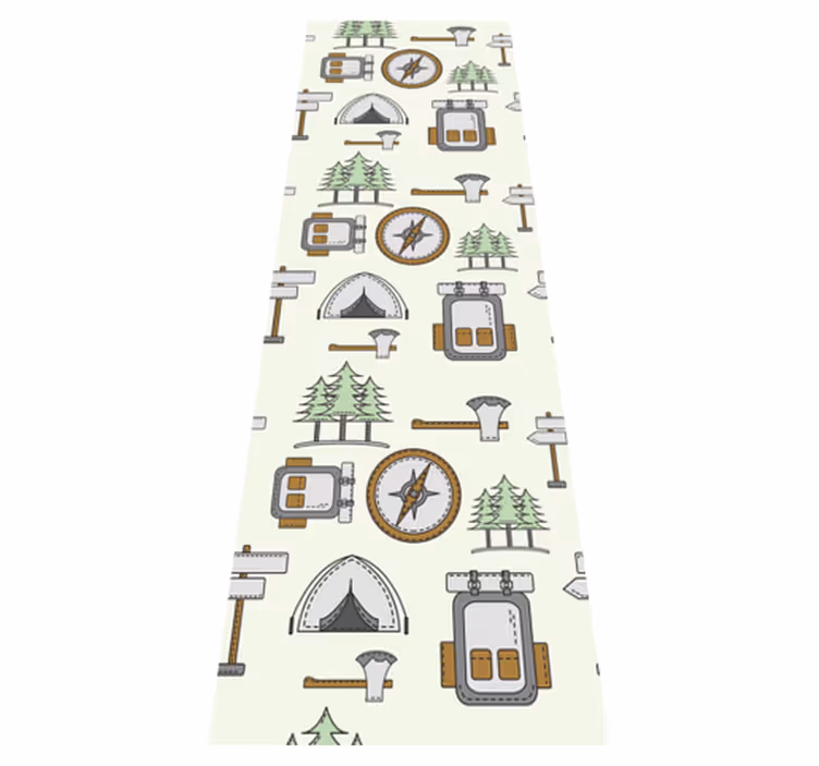 Tapete vinílico quarto, bolsa de camping, bússola, lanterna - TenStickers