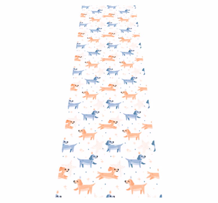 Tapete vinílico quarto cães fofos com coroa - TenStickers