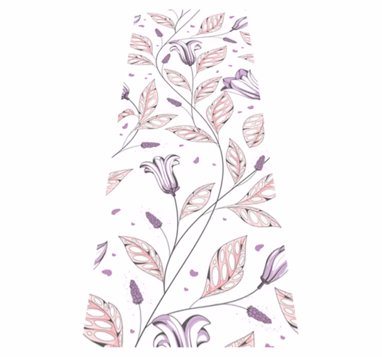 Tapete vinílico quarto padrão de tulipas roxas elegantes - TenStickers