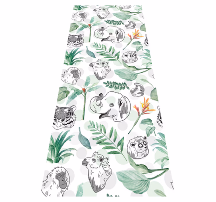 Tapete vinílico quarto com animais e plantas aquarelados - TenStickers