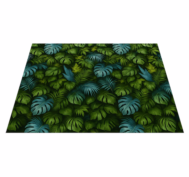 Tapete vinílico quarto folhas verdes e azuis tropicais - TenStickers