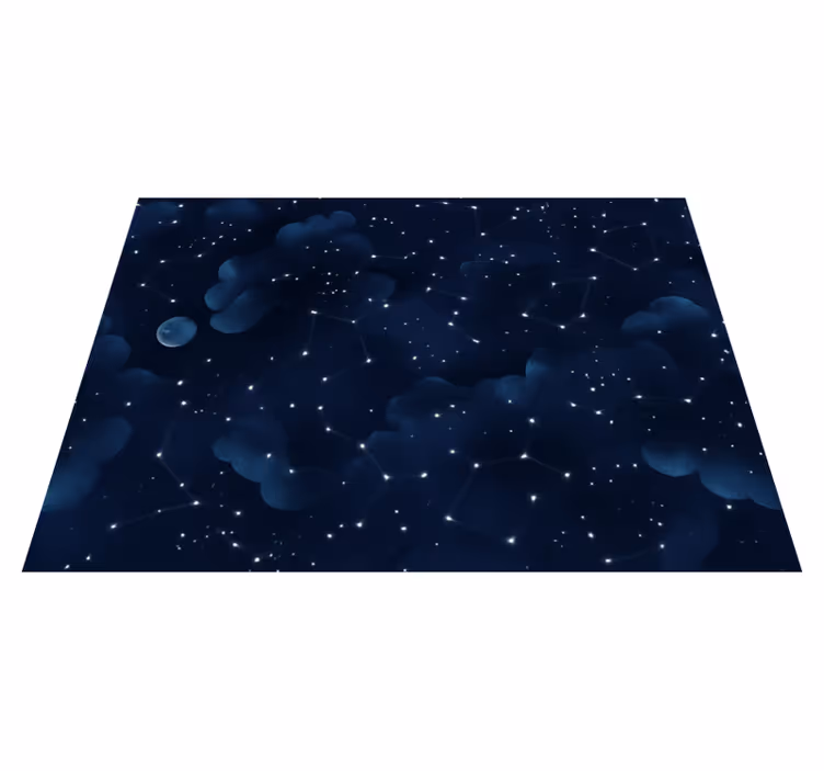 Tapete vinílico quarto céu azul marinho com estrelas - TenStickers