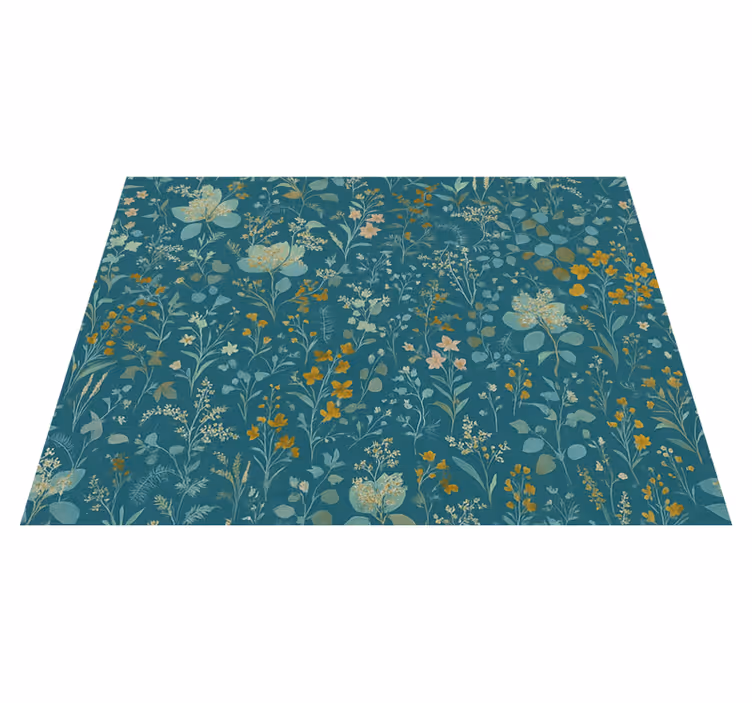 Tapete vinílico quarto estampa floral vintage azul - TenStickers