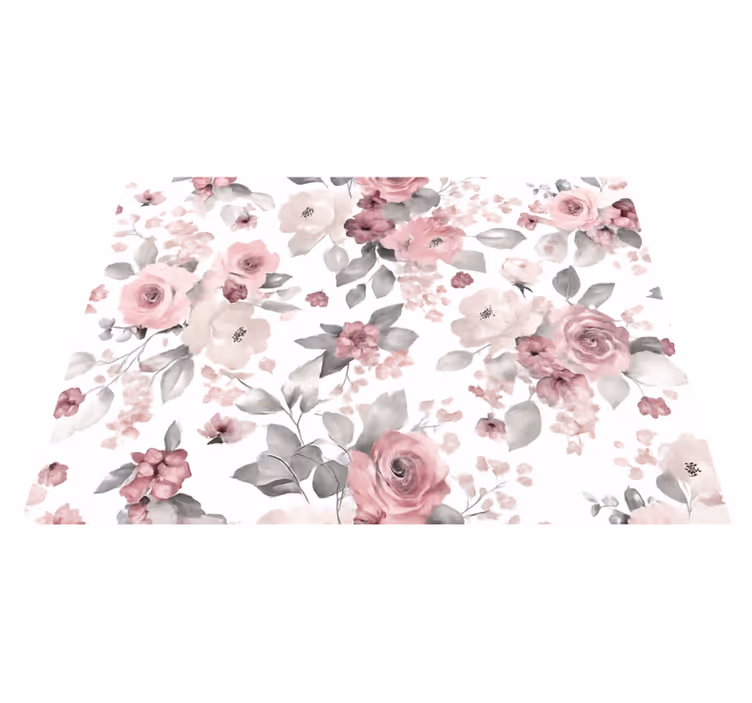 Tapete vinílico quarto com padrão de flores cinzas - TenStickers