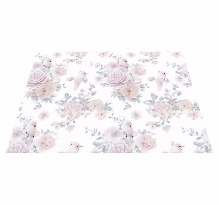 Tapete vinílico quarto com design de flores cinzas elegantes - TenStickers