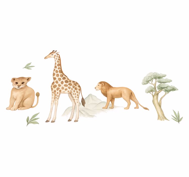Tapete vinílico quarto savana tranquila - TenStickers