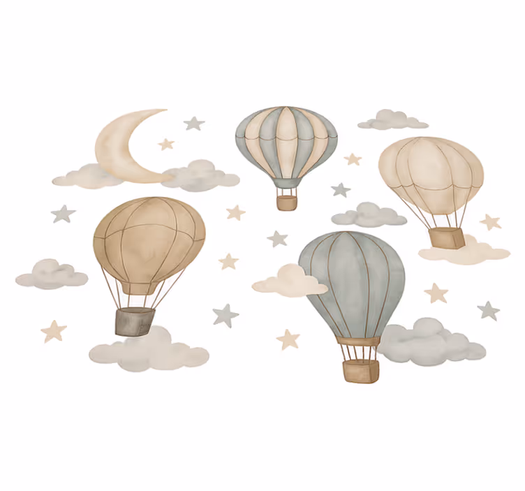 Tapete vinílico quarto balões estrelados - TenStickers