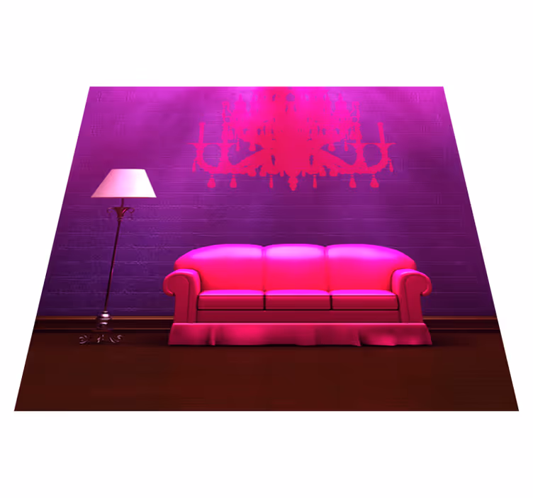 Tapete vinílico quarto decoração sofá e lâmpada - TenStickers