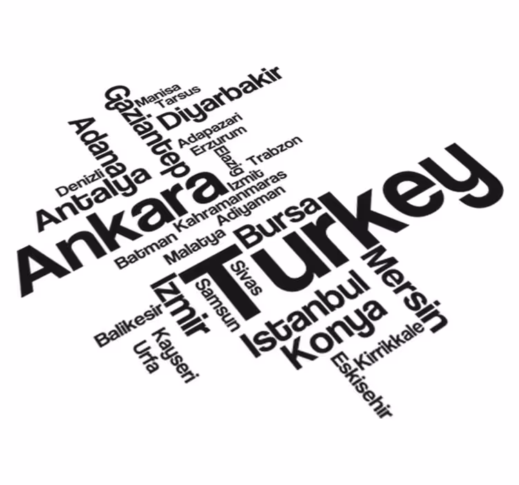 Tapete vinílico quarto com texto decorativo turquia - TenStickers