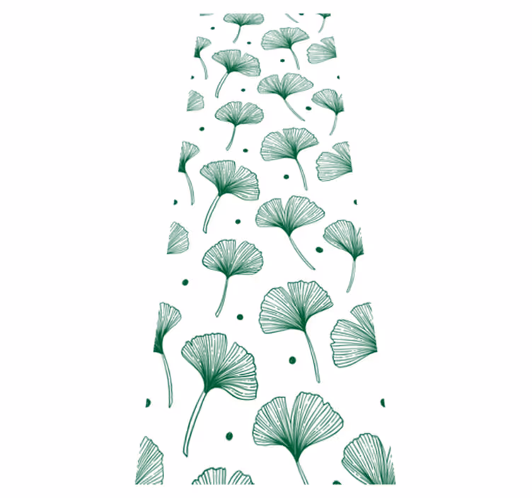 Tapete vinílico para escritório folhas verdes de ginkgo - TenStickers