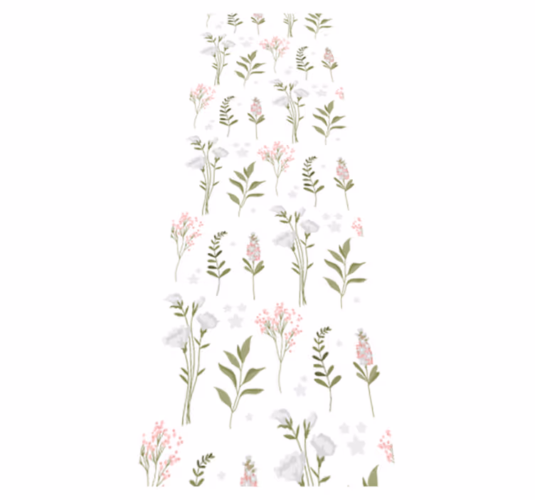 Tapete vinílico quarto padrão minimalista de flores - TenStickers