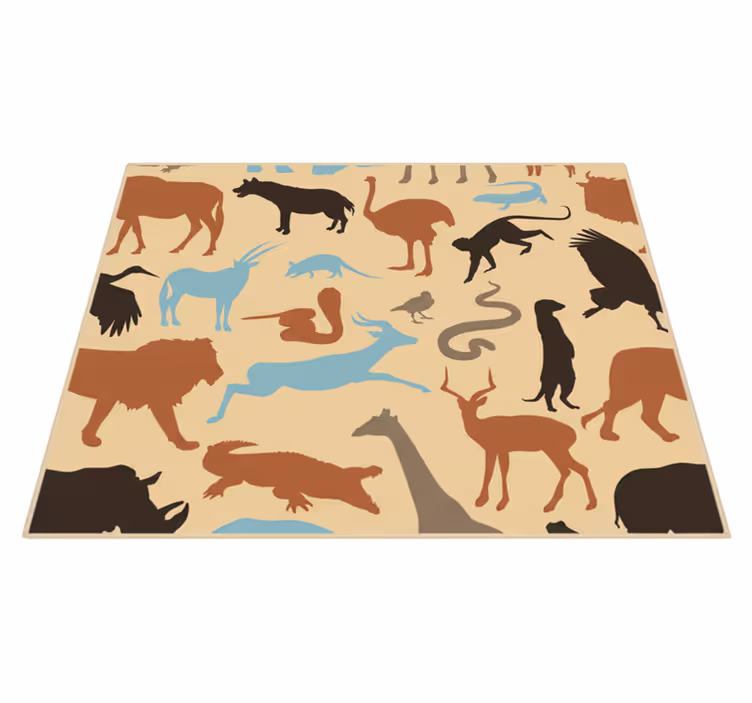 Tapete vinílico quarto silhuetas de animais safari - TenStickers