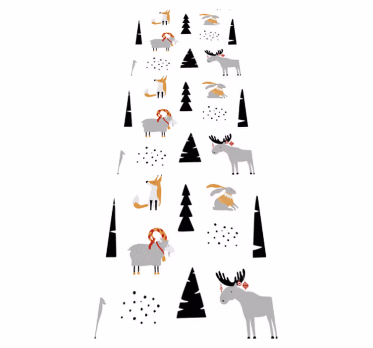 Tapete vinílico quarto com estampa de animais invernais - TenStickers