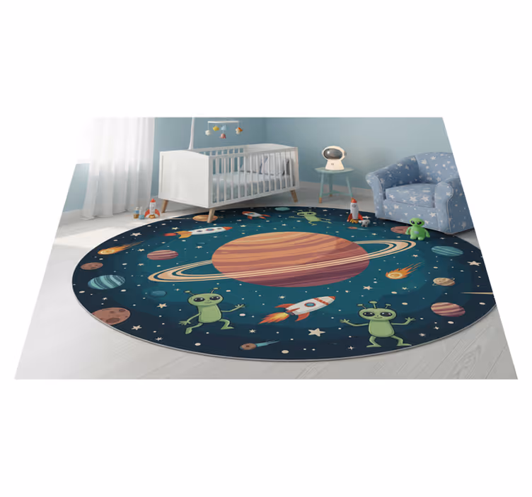 Tapete vinílico quarto com ilustração de planetas engraçados - TenStickers