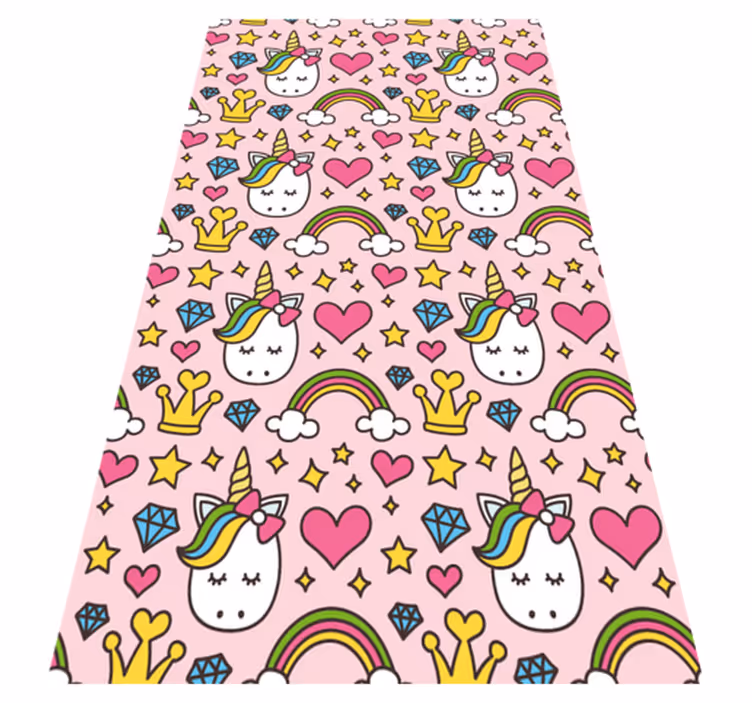 Tapete vinílico quarto com arco-íris e unicórnios fofos - TenStickers