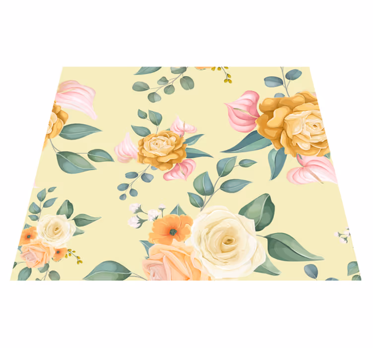 Tapete vinílico quarto rosas amarelas estilo vintage - TenStickers