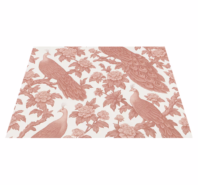 Tapete vinílico quarto padrão de pavões rosa - TenStickers