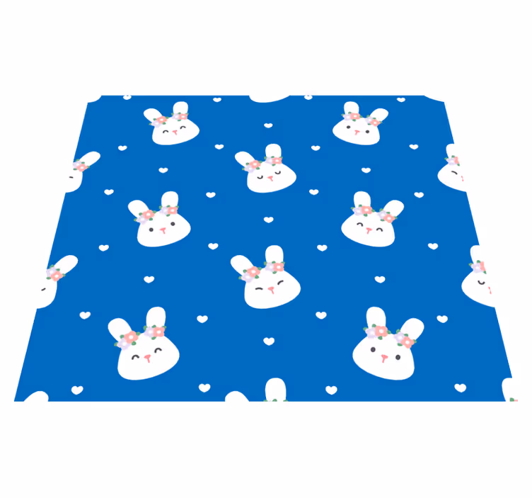 Tapete vinílico quarto coelhos fofos em fundo azul - TenStickers