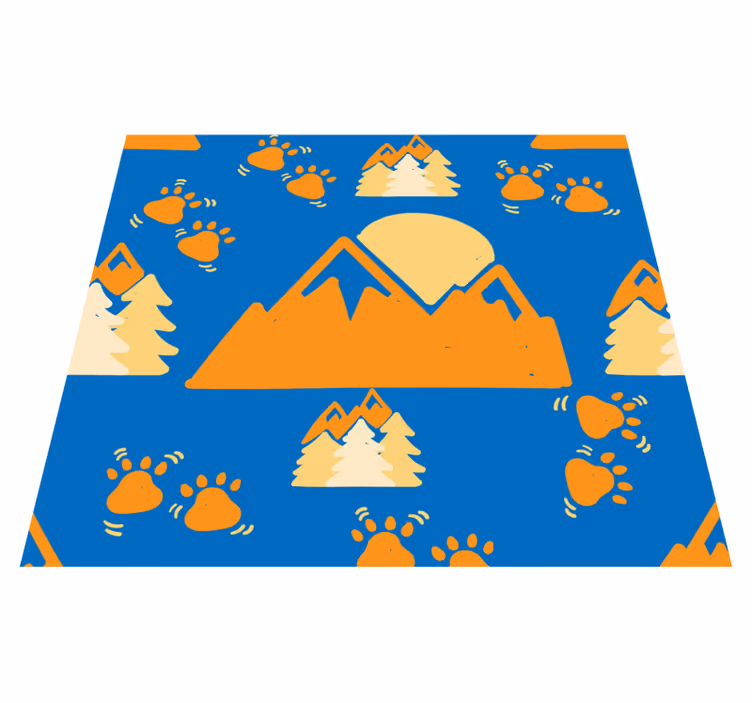 Tapete vinílico quarto pegadas na montanha fundo azul escuro - TenStickers