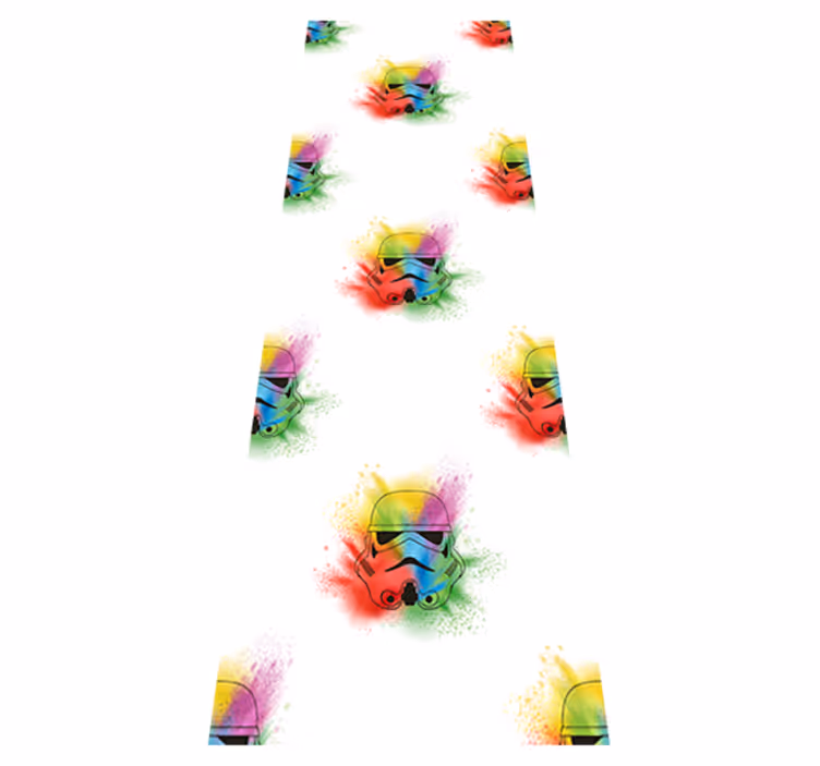 Tapete vinílico quarto padrão cabeças de trooper branco - TenStickers