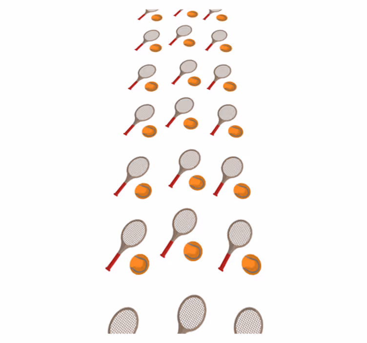 Tapete vinílico quarto com raquetes e bolas laranjas - TenStickers