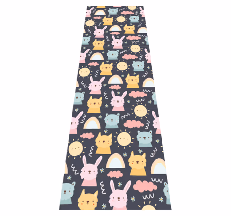 Tapete vinílico quarto animais e arco-íris pastel - TenStickers